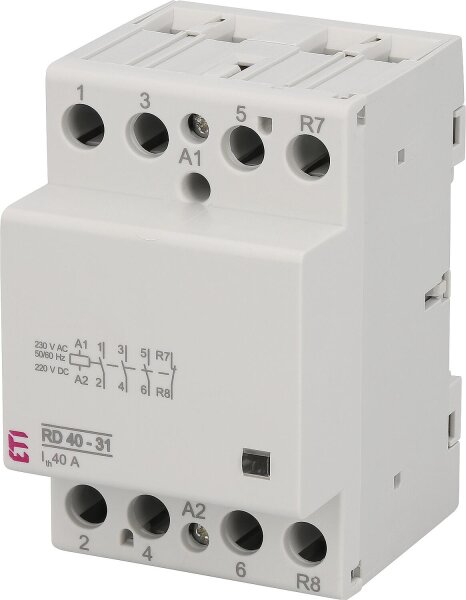 Einbauschütz RD40-31 230VAC/DC, 40A, 3S, 1Ö, 3Module, brummfrei