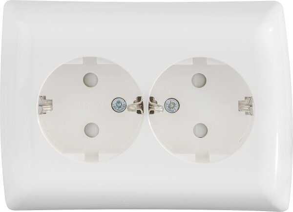Schuko Doppelsteckdose Siemens, mit erhöhtem Berührungsschutz, titanweiß, 5UB2211-3
