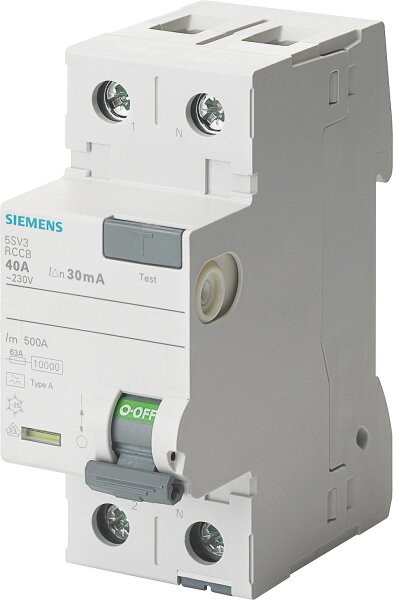 FI-Schutzschalter Siemens, 2-polig, Typ F, 40A, 30mA, 5SV3314-3