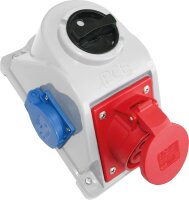 Wandsteckdose Combopol PCE 16A, 5p, mit 1 Schuko-Steckdose