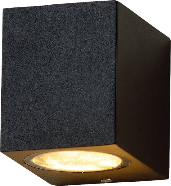 LED Außenleuchte Lichtaustritt unten, eckig,mit GU10 Sockel, IP54, schwarz matt