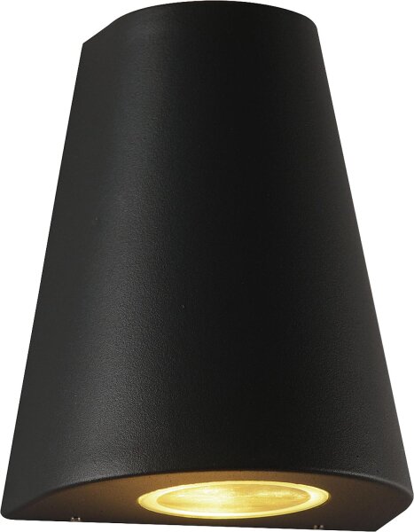 LED Außenleuchte Lichtaustritt oben/unten,trapez, GU10 Sockel, IP54, schwarz matt