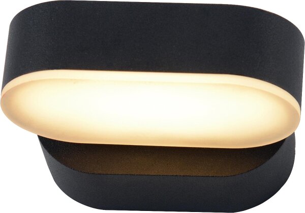 LED Außenleuchte 7,5W, 340° drehbar, oval, IP54, schwarz matt                      *KB*
