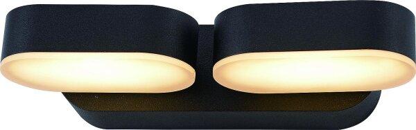 LED Außenleuchte 2 x 6,5W, 340° drehbar, oval, IP54, schwarz matt