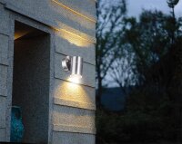 LED Außenleuchte Lichtaustritt unten, rund, mit GU10 Sockel, IP54, Edelstahl