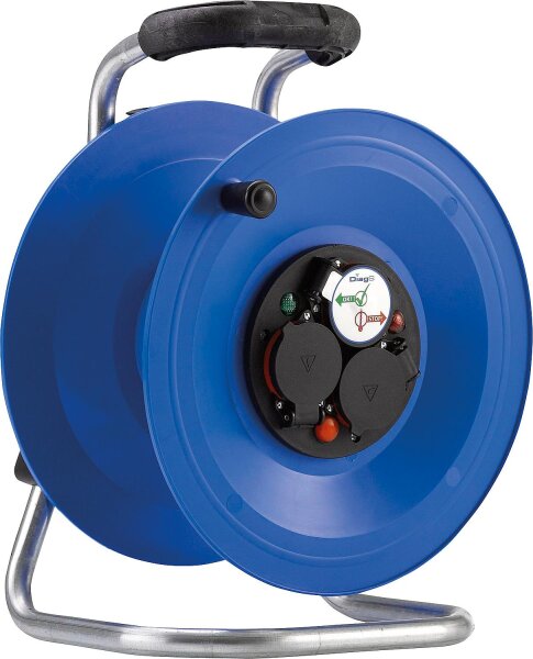 Kunststoff-Kabeltrommel "Professional", leer, Ø 290 mm, 3-fach-Schuko-Steckdose