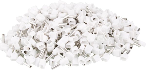 Zwillings-Aderendhülsen isoliert 0,75 x 15 weiß, Beutel a 500 Stück