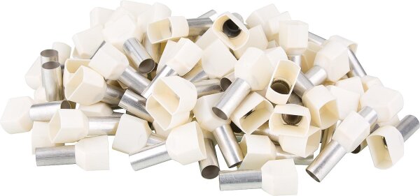 Zwillings-Aderendhülsen isoliert 10,0 x 26 creme, Beutel a 100 Stück