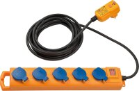 5-Fach Steckdose m. FI-Stecker 30mA IP 54, 5 Steckdosen...