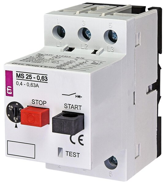 Motorschutzschalter ETI, MS25-0,63 Auslösebereich 0,4 - 0,63 A