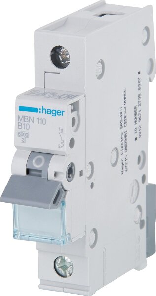 Leitungsschutzschalter Hager, B10A 1p, 6kA, MBN110