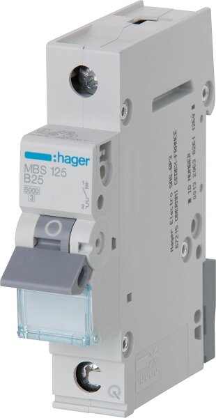 Leitungsschutzschalter Hager, B25A 1p, 6kA, MBS125
