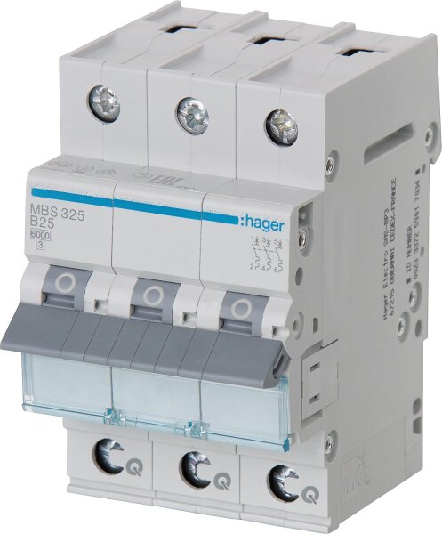 Leitungsschutzschalter Hager, B25A 3p, 6kA, MBS325