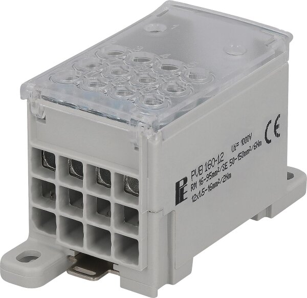 Verteilungsblock PVB 160-12, grau, 16-95mm²/50-150mm²/2,5-35mm²