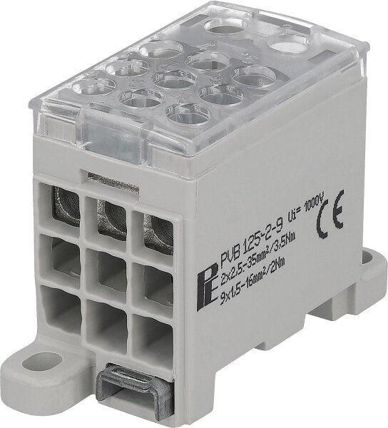 Verteilungsblock PVB 250-3/8, grau, 5-150mm²/50-185mm²/2,5-35mm²