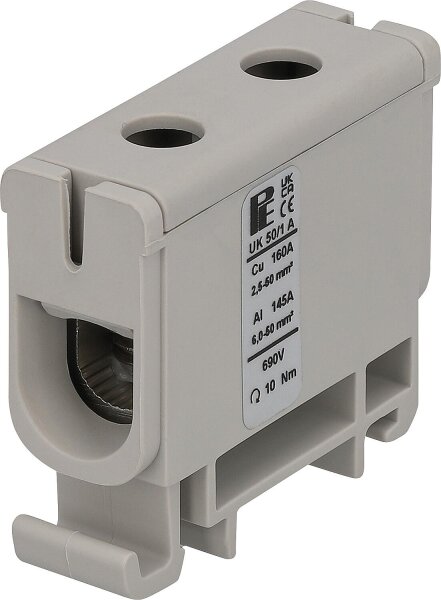Universalklemme UK 50/1 A, 1-fach, grau, 2,5-50m²/2,5-50mm²