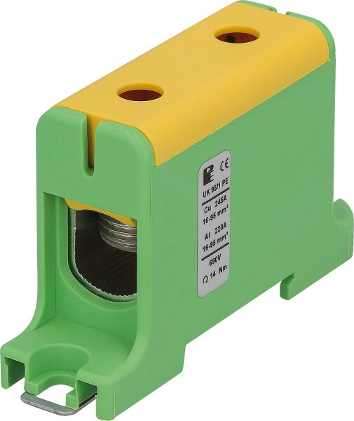 Universalklemme UK 95/1 PE, 1-fach, grün-gelb, 16-95m²/16-95mm²
