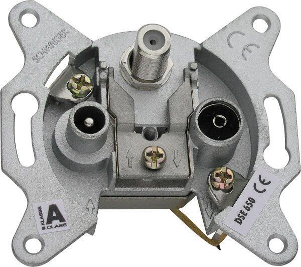 UP-Antennendose Schwaiger 3-loch 1 x F-Buchse, 1 x IEC Buchse, 1 x IEC Stecker