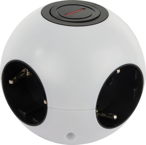 POWERGLOBE Kugelsteckdose weiß/schwarz, 230V/50Hz, 16A