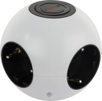 POWERGLOBE Kugelsteckdose weiß/schwarz, 230V/50Hz, 16A