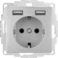 Schuko-Steckdose mit USB Merten System M, Aluminium 1...