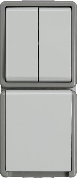 AP-Serienschalter-Kombination Steckdose mit Klappdeckel Siemens