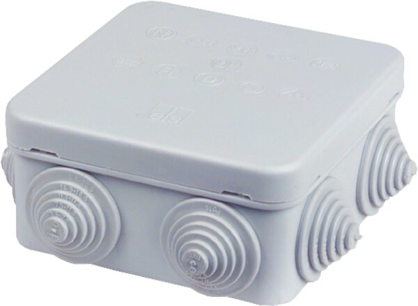 Abzweigkasten HP 80 Hart-Plastik, flammwidrig, grau 80x80x50mm, IP55, halogenfrei