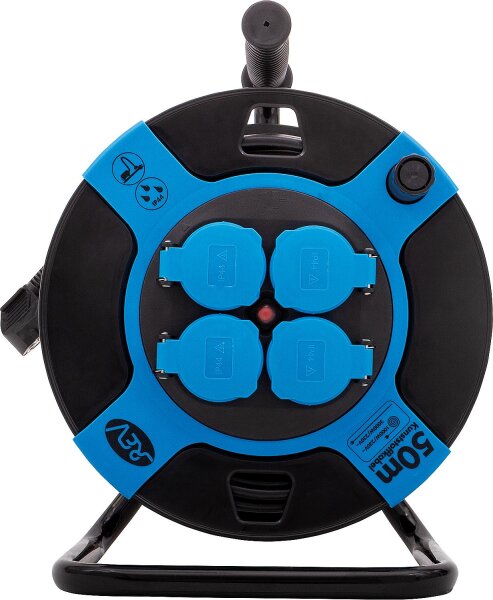 Kabeltrommel Kunststoff 50m, H05VV-F3G, schwarz-blau IP44