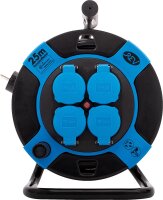 Kabeltrommel Kunststoff 25m, H05VV-F3G, schwarz-blau IP44