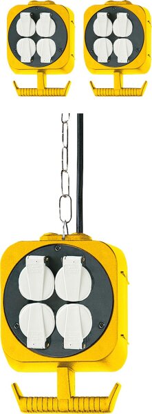 Energie-Block Stromverteiler mit 2x4 Schukosteckdosen 5m Kabel H05 VV-F3 G1,5